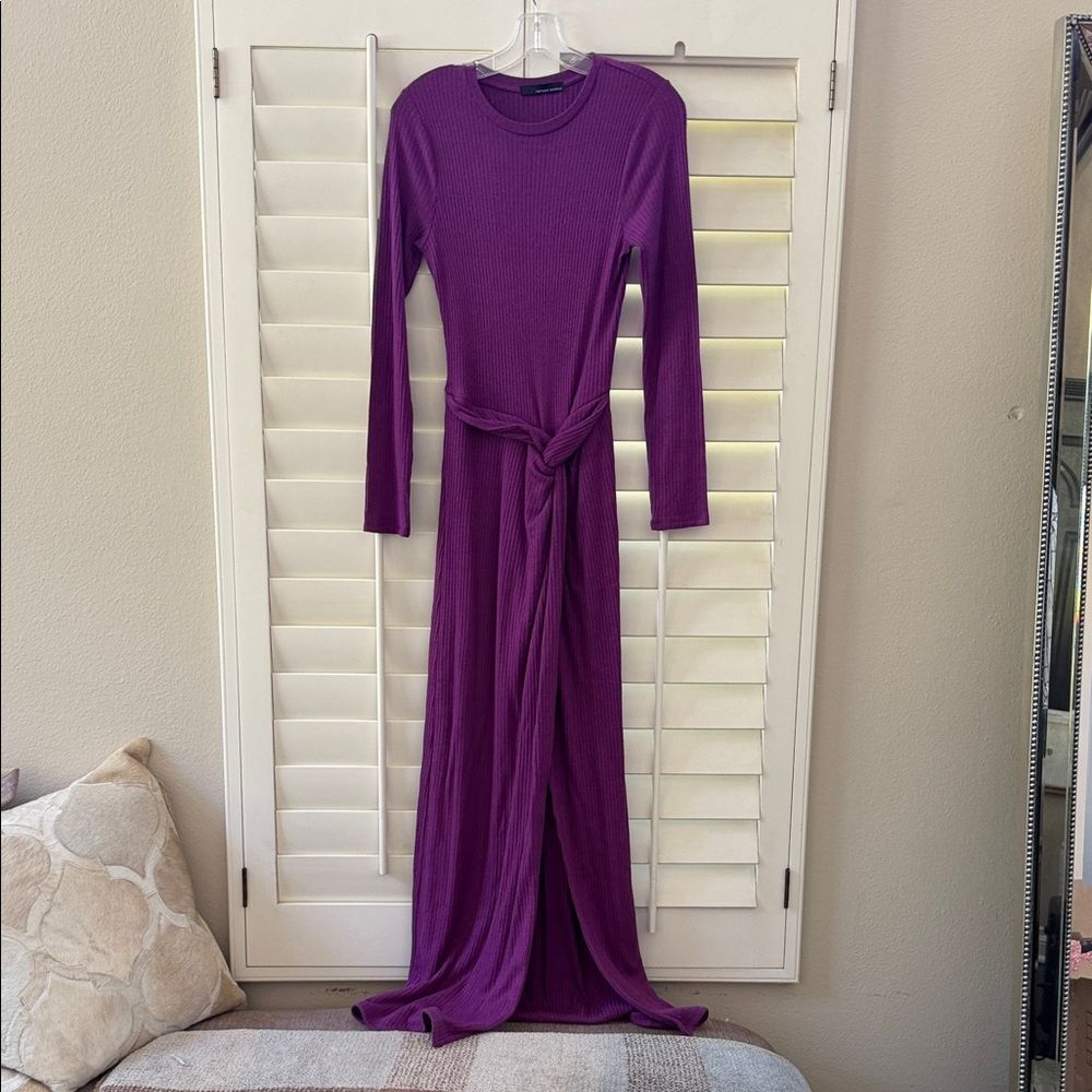Chic Long Sleeve Purple Maxi Dress